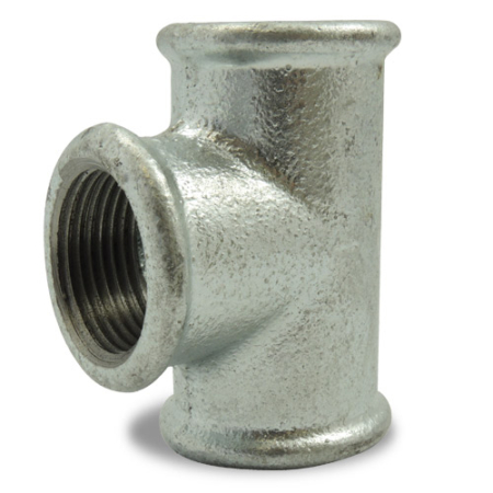 Raccord fonte en Té, triple femelle. Filetage BSP. Gamme raccords fonte malléable pour la robinetterie industrielle