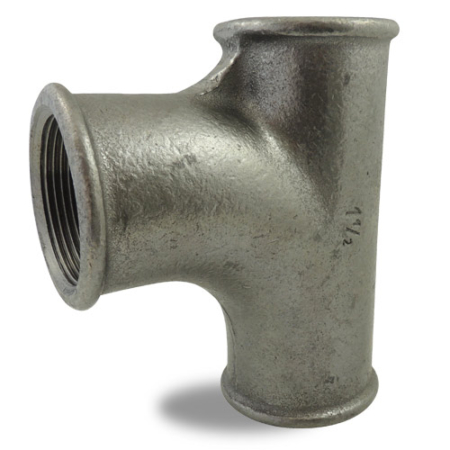 Raccord 131 en fonte malléable galvanisée. Raccord Té 1 voie coude égal Triple Femelle, filetage BSP