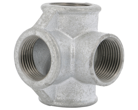 Raccord fonte malléable galvanisée n° 223. Distributeur 4 voies Té égal Femelle BSP