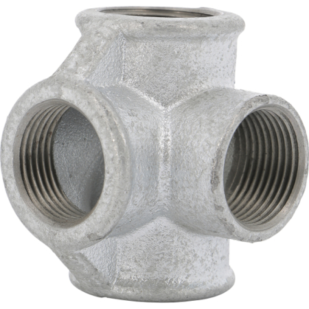 Raccord fonte malléable galvanisée n° 223. Distributeur 4 voies Té égal Femelle BSP