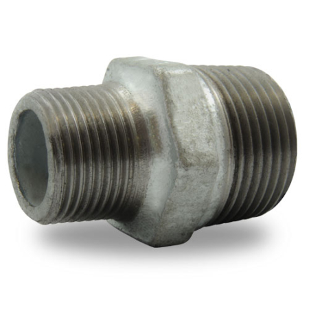 Raccord fonte malléable galvanisée - type 245: mamelon réduit Mâle/Mâle - Filetage BSP