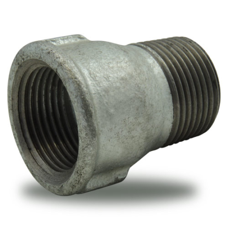 Raccord fonte malléable galvanisée - type 529: raccord allongé égal mâle/femelle - Filetage BSP. DN8 à DN50