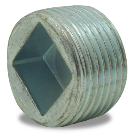 Raccord fonte malléable galvanisée - type 596: bouchon Mâle à carré creux - Filetage BSP. DN6 à DN50