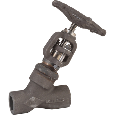 Robinet en acier forgé TRIM5, à siège incliné, à soupape, à souder SW 1500lbs. Chapeau soudé, Tige (OS&Y)