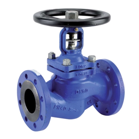 Vanne à soufflet inox, brides PN40. Corps acier. Du DN15 au DN200