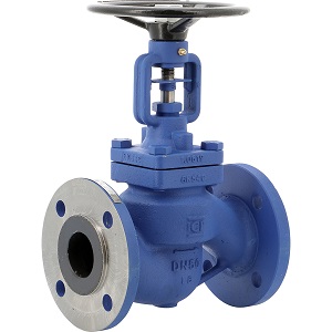 Vanne à soufflet inox, brides PN40 usinage CPCU. Corps acier. Du DN15 au DN100