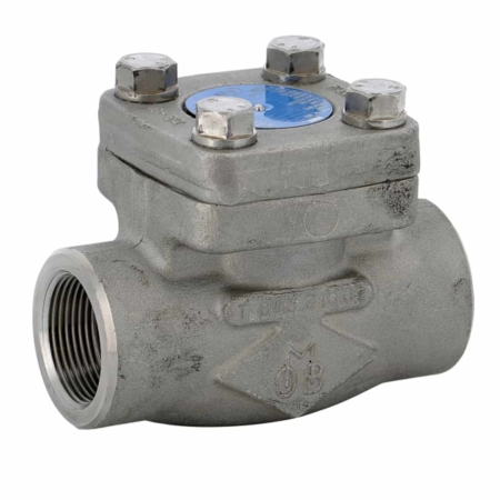 Clapet anti retour à bille, corps inox forgé Trim10, chapeau boulonné. DN15 à DN50 . Raccordement femelle NPT