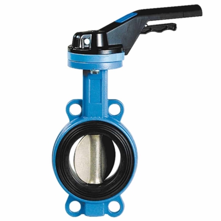 Vanne papillon entre brides PN10/16 et CLASS 150 (PN20) suivant DN. Corps fonte, papillon inox, manchette NBR