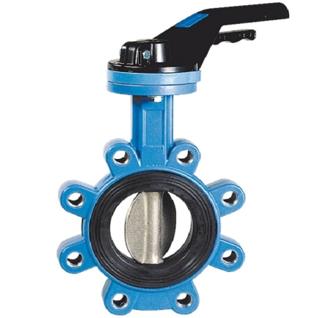 Robinet à papillon à oreilles taraudées corps fonte papillon inox manchette FKM. DN 40 à DN 400