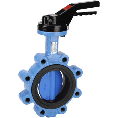 Vanne papillon industrielle à oreilles taraudées (lug) en fonte. Manchette EPDM ACS - PN 10 ou PN16 selon diamètre