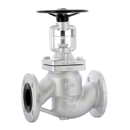 Robinet Fonte à soufflet inox, modèle à soupape sur brides. Du DN15 au DN200