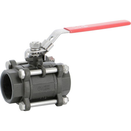 Robinet tournant acier, modèle tournant sphérique, conception 3 pièces. Raccord femelle BSP ou NPT