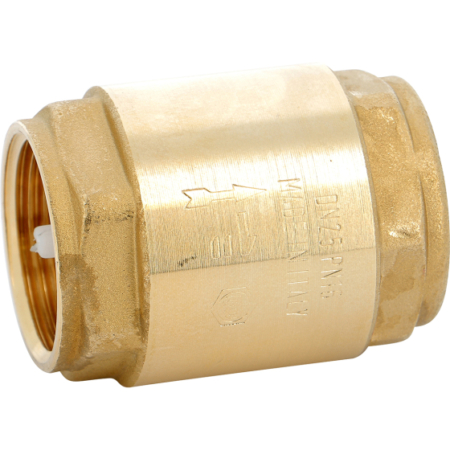 Clapet laiton anti retour eau à double guidage. Obturateur POM, joint NBR, raccordement femelle/femelle taraudé BSP