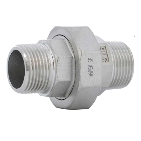 Raccord inox usiné. Série PS20 -BSP. Union Mâle / Mâle