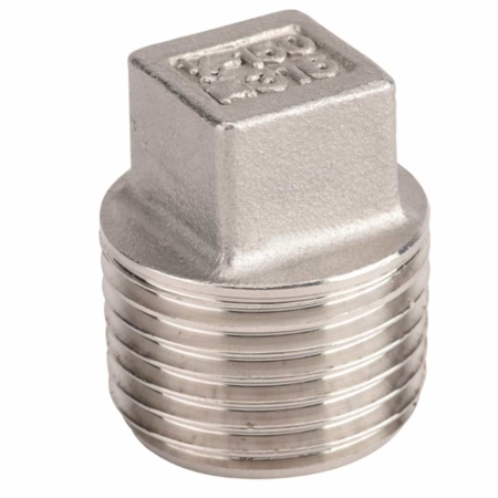 Bouchon mâle à tête carrée en inox moulé. Série PS20 BSP