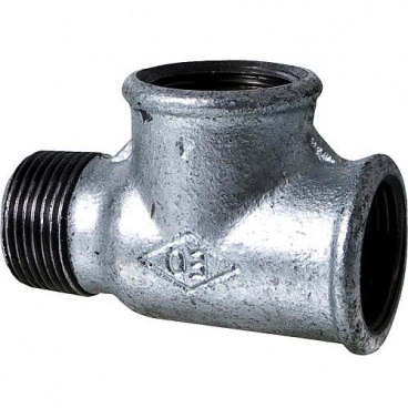 Raccord fonte en Té, Mâle/Femelle/Femelle. Filetage BSP. Gamme raccords fonte malléable pour la robinetterie industrielle. Raccord 134