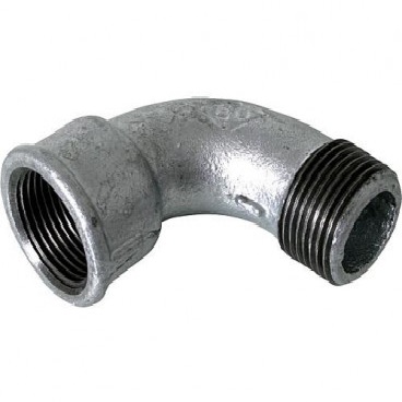 Raccord fonte malléable galvanisée -n° 1A- Courbe courte 90° Mâle Femelle