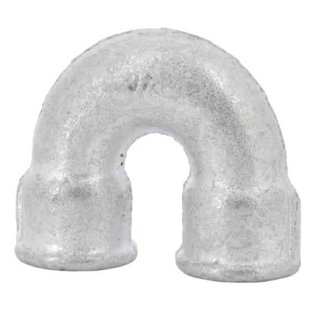 Raccord fonte malléable galvanisée 60 courbe femelle femelle double 180° filetage BSP. DN15 à DN50