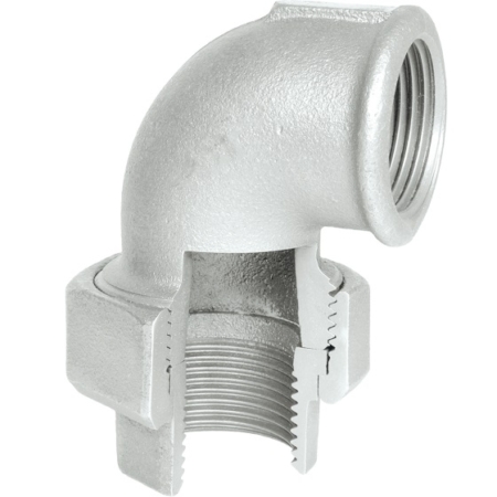 raccord fonte malléable galva 95 coude union femelle femelle joint plat. DN10 à DN50