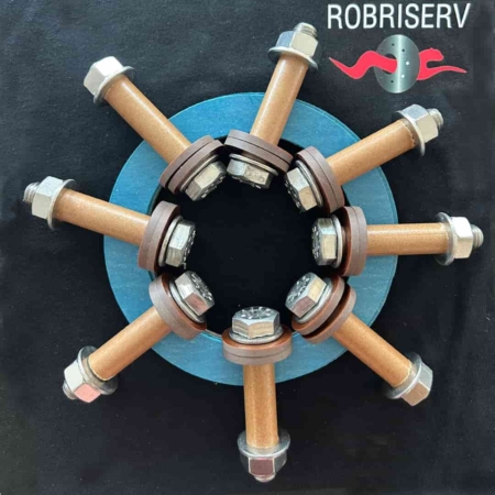 Kit isolant entre brides complet, avec boulonnerie inox 316. PN 10-16-25-40. DN15 à DN700