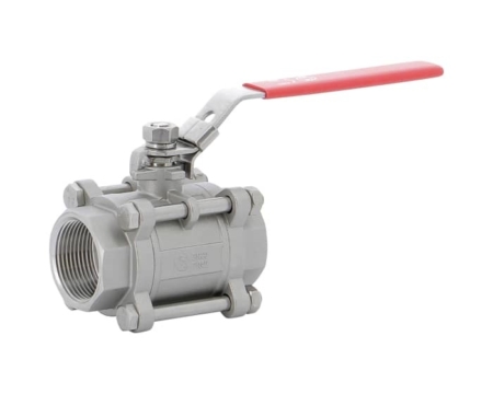 Robinet à tournant sphérique 3 pièces inox femelle femelle NPT siège PTFE + verre. DN 8 à DN 100