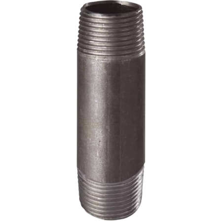 Raccord acier noir mamelon longueur 80 millimètres. DN 8 à DN 100