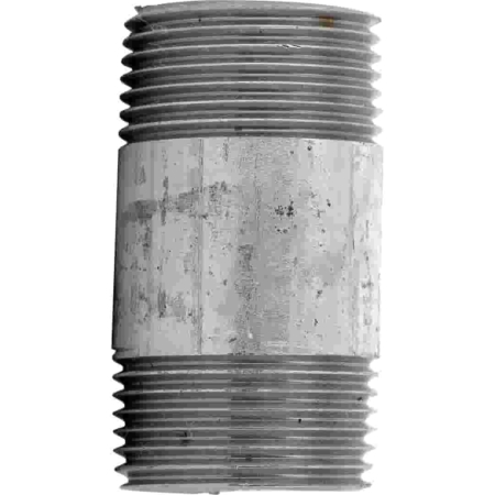 Mamelon acier galva 60 millimètres filetage BSP. Raccord acier carbone pour liquides et air comprimé